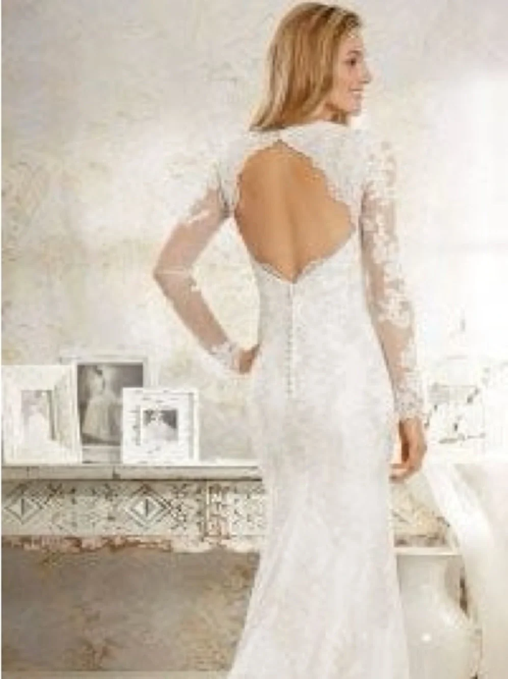 Alfred Angelo White Lace Backless Long Sleeve Bridal Wedding Gown 16 - Picture 15 of 15